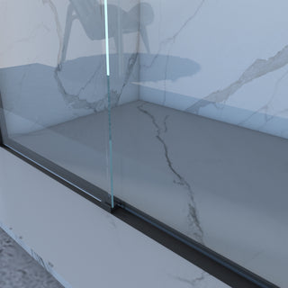 Sunvega 56-60"x58" Adjustable Aluminum Frame Double Sliding Bathtub Screen