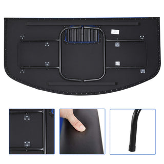 Sunvega Foldable Half-Shape Poker Table with Blue Felt Surface and 7 Cup Holders