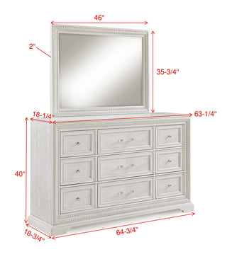 Sunvega Antique White Finish Contemporary Six-Drawer Storage Dresser with Bar Handles