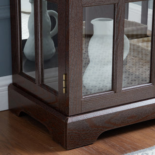 Sunvega Retro LED Curio Display Cabinet with Adjustable Glass Shelves and Magnetic Closure