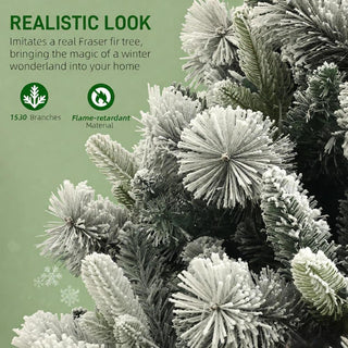 Sunvega Pencil Artificial Xmas Tree with Faux Snow Flocked Full Branch Tips Flame-retardant