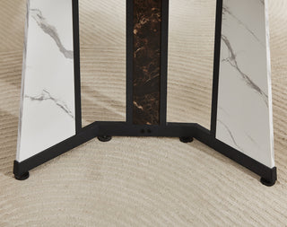 Sunvega White Marble Grain Waterproof Large Dining Table with Adjustable Legs for Kitchen