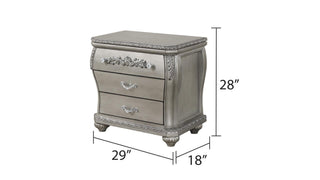 Sunvega Silver Traditional 3-Drawer Nightstand with Metal Pulls for Bedroom