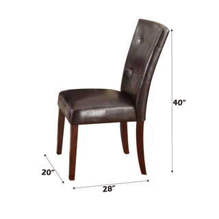 Sunvega Espresso Synthetic Leather & Walnut Finish Parson Style Side Chair Set of 2