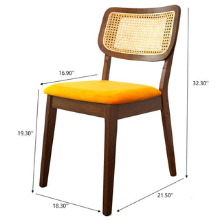 Sunvega Orange Velvet Dining Chair Set of 2 with Armless Design and Solid Wood Frame