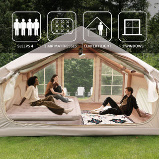 Sunvega 420D Oxford 4 Season Waterproof Windproof Inflatable Camping Tent with Clear Skylight