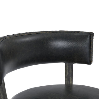 Sunvega 26 Inch Counter Height Swivel Bar Stool in Onyx Faux Leather and American Gray Wood