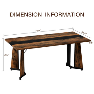 Sunvega White Marble Grain Waterproof Large Dining Table with Adjustable Legs for Kitchen