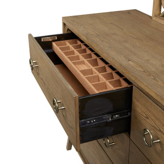 Sunvega 6 Drawer Dresser in Latte Finish with Elm Veneers and Softer Modern Design