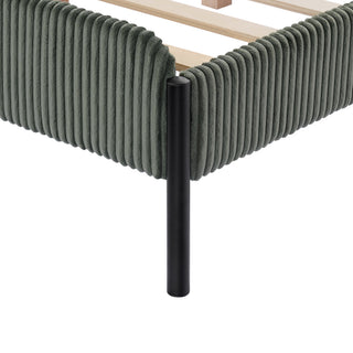 Sunvega Queen Upholstered Bed with Channeled Headboard and Sturdy Metal Frame