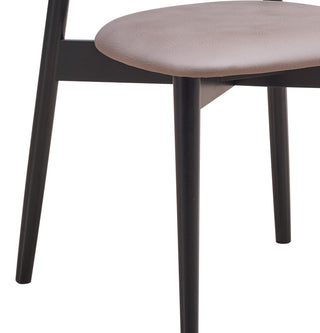 Sunvega Natural and Black Finish Dining Chair with Wooden Turn Legs