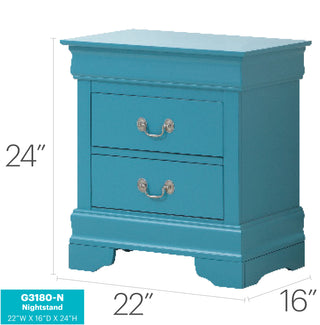 Sunvega Striking Teal Compact Nightstand With Spacious Top For Bedroom Decor