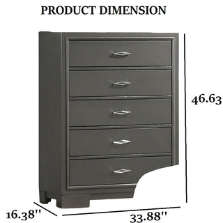 Sunvega Contemporary Metallic Gray Finish Chest with Acrylic Drawers and Bracket Feet