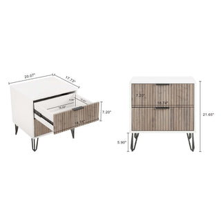 Sunvega Modern Glam Nightstand with Gold Metal Handles and Splayed Legs for Bedroom