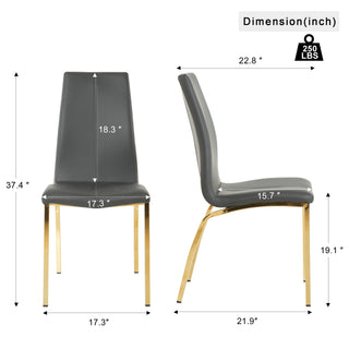 Sunvega Modern PU Upholstered Dining Chair with Electroplated Metal Legs Set of 4