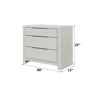 Sunvega Beige Nightstand with 3 Storage Drawers No Assembly Required
