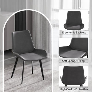 Sunvega Modern Brown Dining Chair with Black Metal Legs and Ergonomic Seat Design