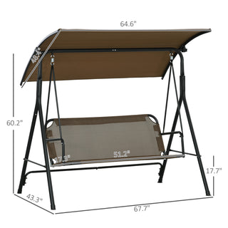 Sunvega Outdoor Porch Swing Chair with Canopy Table and Cup Holders for Two Adults