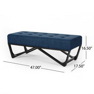 Sunvega Modern Ottoman Bench with Button-Tufted Waffle Stitch and Geometric Legs