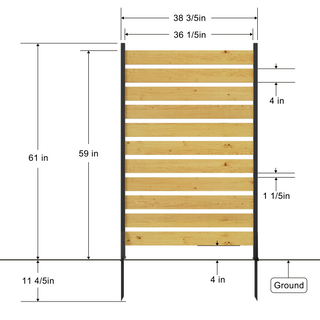 Sunvega Cedar Wood Privacy Screen Panel with Sturdy Aluminum Frame for Outdoor