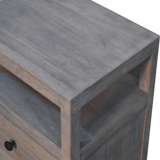 Sunvega Acid Wash 2 Drawer Open Bedside Table with Weathered Finish