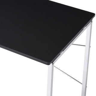 Sunvega Modern Black and Chrome Vanity Desk with X-Shape Crossbar for Bedroom
