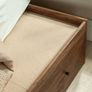 Sunvega Rustic Oak Queen Storage Bed with Two Large Drawers and Safety Stops