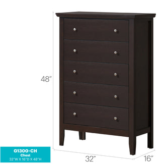 Sunvega Primo G1300-CH Espresso Chest with French Dovetail Drawers and Durable Print Finish