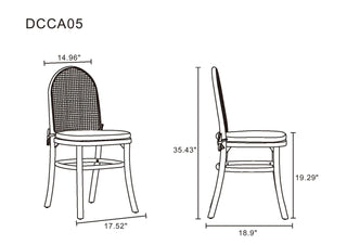 Sunvega Modern Industry Chic Cane Dining Chair Set of 2 with Tall Round Backrest