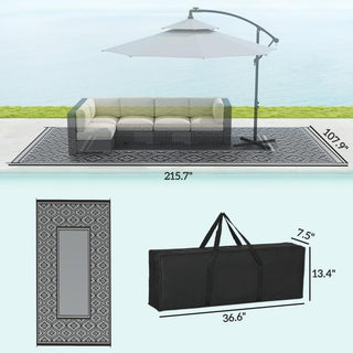 Sunvega Reversible Outdoor Rug with Protective Coating and Strap Stakes for Patio
