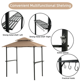 Sunvega 8x5 Ft Outdoor Grill Gazebo with Double Tier Soft Top Canopy and Steel Frame