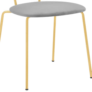 Sunvega Modern Gray Velvet and Gold Metal Leg Dining Chairs Set of 2