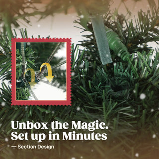 Sunvega Pencil Artificial Xmas Tree with Faux Snow Flocked Full Branch Tips Flame-retardant