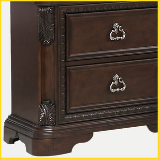 Sunvega Mahogany Finish Traditional Design 5 Drawer Chest with Custom Hardware