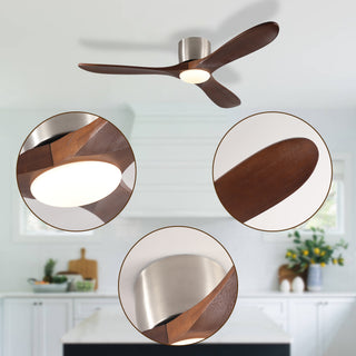 Sunvega 52-inch Flush Mount Ceiling Fan with Light and Remote Control