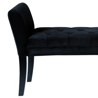 Sunvega Black Velvet Lathen Bench with Arms for Comfortable Seating and Lounging