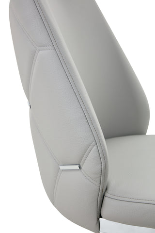 Sunvega White Faux Leather Dining Chairs Set of 2 with Gold Mesh Texture and Chrome Handle
