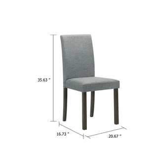 Sunvega Set of 4 Modern Gray Brown Wood Dining Chairs with Gray Fabric Upholstery