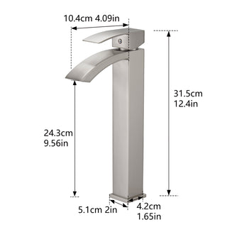 Sunvega Brushed Nickel Single Hole Waterfall Bathroom Sink Faucet with Single Handle
