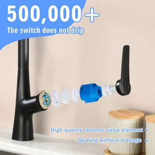 Sunvega Matte Black High Arc Pull Down Kitchen Faucet with 3 Spray Modes