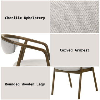 Sunvega Gray Chenille Upholstered Side Chair with Walnut Veneer Frame
