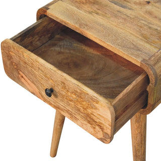 Sunvega Mid-Century Modern Solid Mango Wood Nightstand with Drawer and Tapered Legs