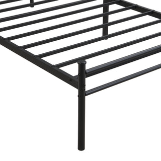 Sunvega King Size Metal Bedframe with Wood Panel Headboard and Under Storage