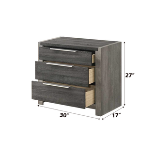Sunvega Beige Nightstand with 3 Storage Drawers No Assembly Required