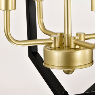 Sunvega 4-Light Matte Black and Gold Modern Industrial Chandelier for Dining Room