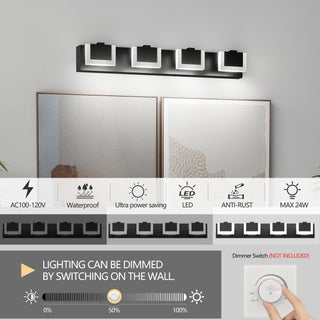 Sunvega Modern Black LED Vanity Light Fixtures with Up and Down Lighting