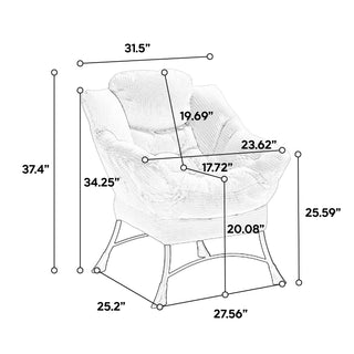 Sunvega Modern Lazy Chair with Ottoman and Armrests for Small Space Navy Blue