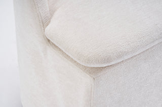Sunvega Chenille Fabric Dining Arm Chair with Upholstered Back Cushion and Universal Wheels