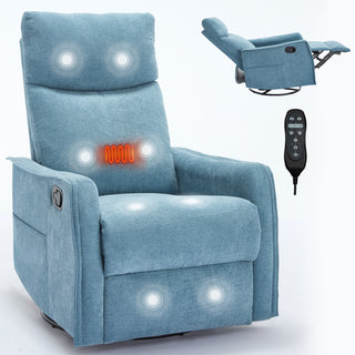 Sunvega Fabric Swivel Rocker Recliner Chair with Massage and Lumbar Heat for Living Room