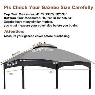 Sunvega Heavy Duty Replacement Gazebo Top with Air Vent and Drain Holes